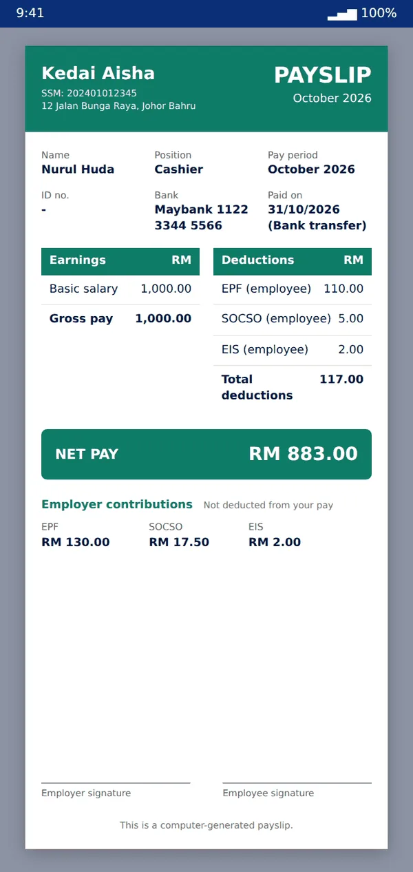 Payslips in your own design